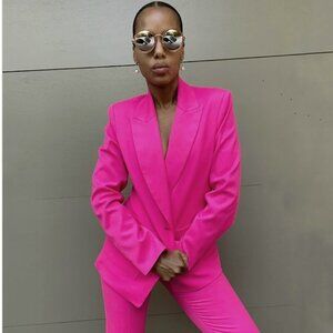 NWT Argent Supermajority Blazer Wool Blend Bright Pink 22